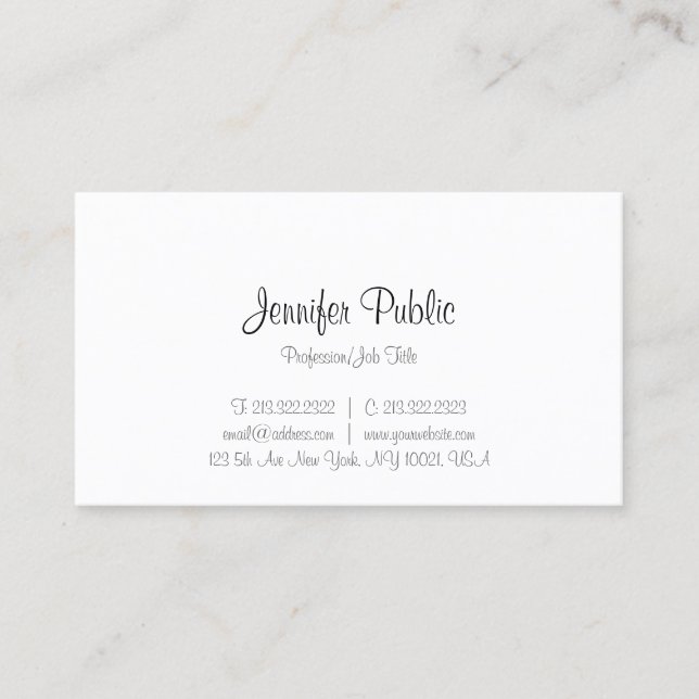Modern Handwriting Script Text Minimalist Template Business Card (Front)