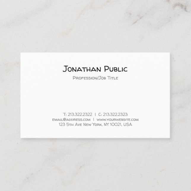 Modern Handwriting Script Text Minimalist Template Business Card (Front)