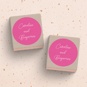 Modern Handwriting Script Wedding Name Hot Pink Classic Round Sticker