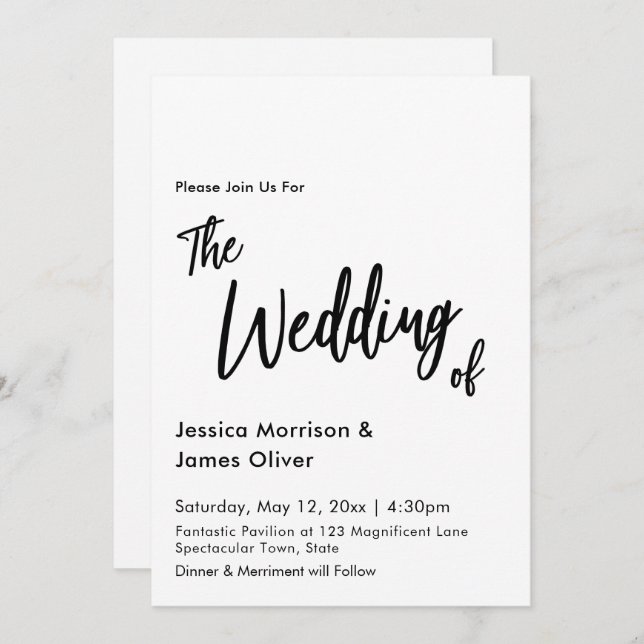 Modern Handwriting Simple Wedding Invitation (Front/Back)