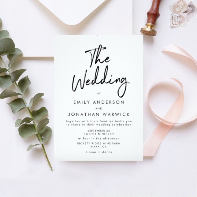 Modern Handwriting Simple Wedding Invitation (Creator Uploaded)