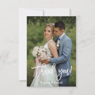 Modern Handwriting Wedding Photo Thank You Script Card