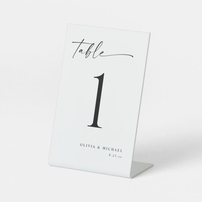 Modern Handwriting Wedding Table Number Signs (Front)