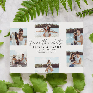 Modern Handwritten 6 Photo Wedding Save The Date