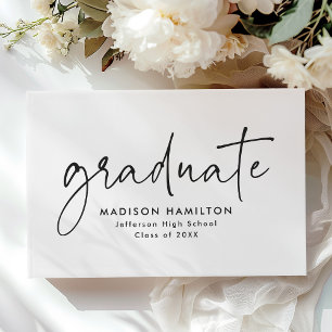 Modern Handwritten Black Script Photo Graduation Guest Book