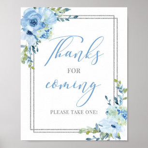 Modern handwritten blue thanks for coming sign