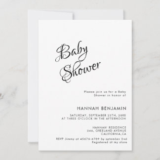 Modern handwritten calligraphy baby shower invitation