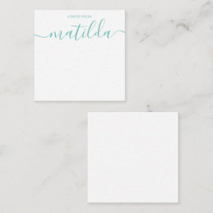 Modern Handwritten Calligraphy Simple Aqua Note Ca Card