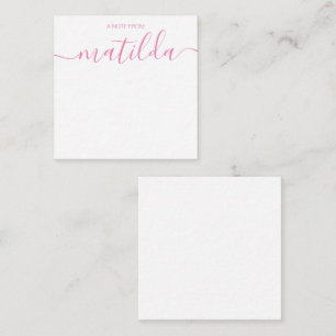 Modern Handwritten Calligraphy Simple Pink Note C Card