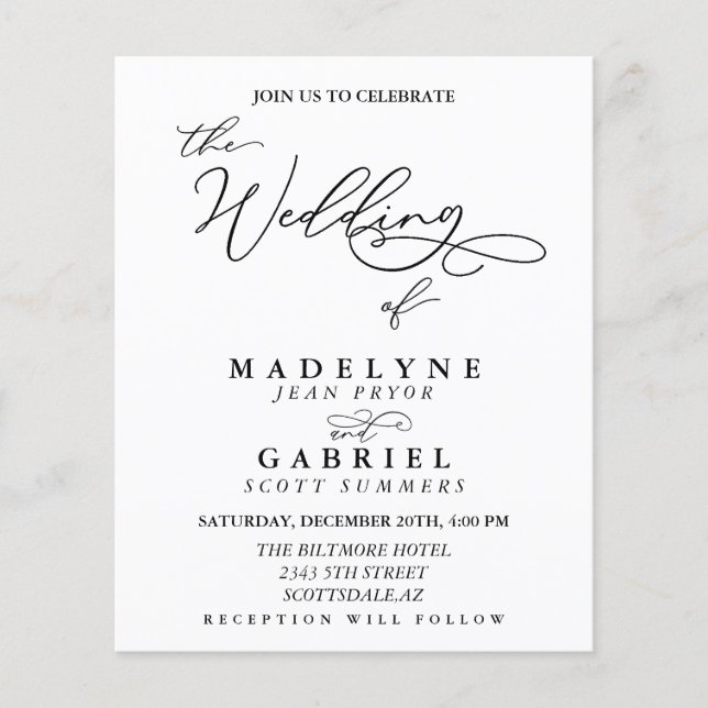 Modern Handwritten Calligraphy Wedding Script  (Front)