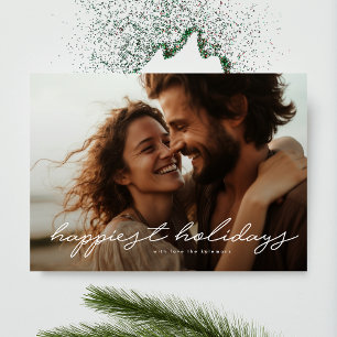 modern handwritten   christmas photo Happiest Holiday Card