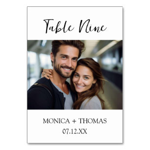 Modern Handwritten + Classic Serif Photo  Table Number