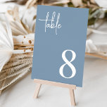 Modern Handwritten   Classic Serif Table Number<br><div class="desc">Simple and chic table number cards in Dusty Blue and white make an elegant statement at your wedding or event. Design features "table" in handwritten script lettering,  with the table number at the lower right in timeless serif typography. Design repeats on both sides.</div>