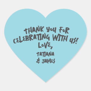 Modern Handwritten Custom Thank You Heart Favour Sticker