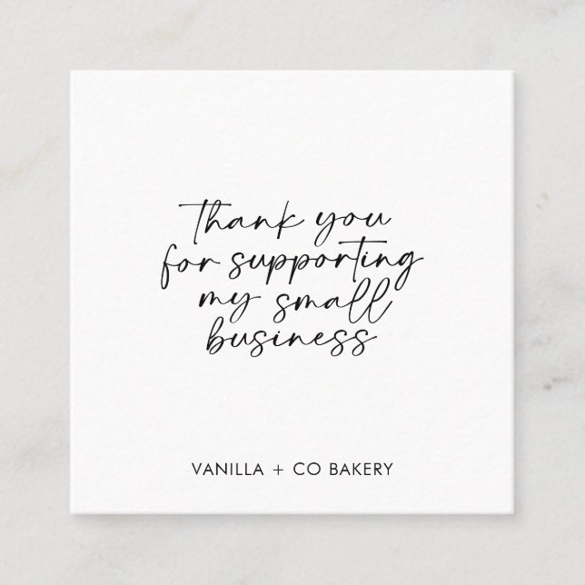 Modern Handwritten Customer Thank You Note Square Business Card (Front)