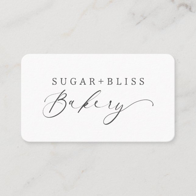 Modern Handwritten Elegant Script Bakery Business Card (Front)