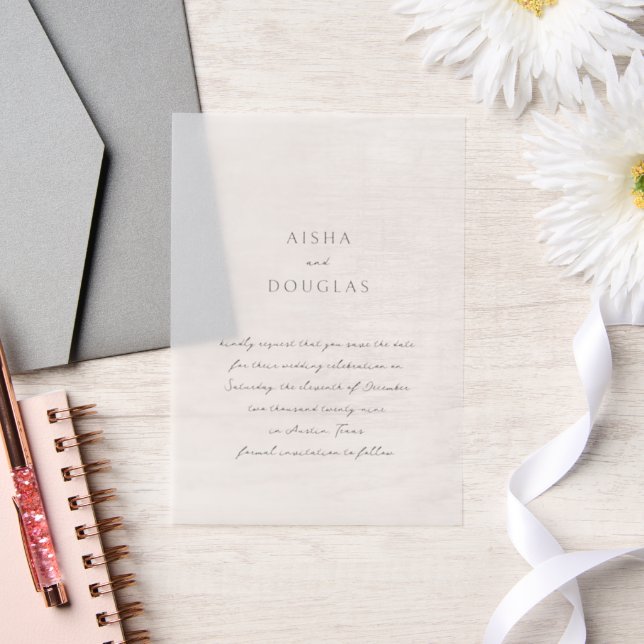 Modern Handwritten Elegant Wedding Save the Date Vellum Invitations (Wedding)