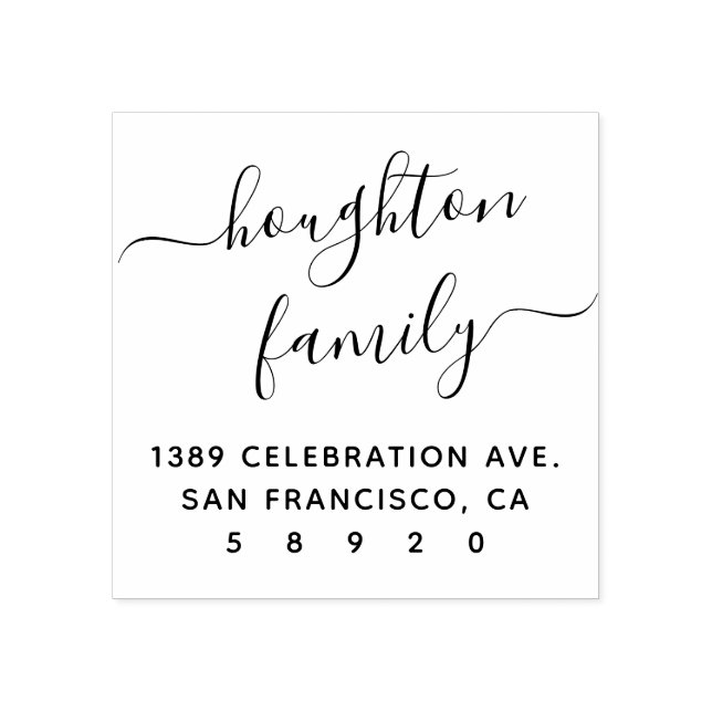 Modern Handwritten Family Name Return Address Rubber Stamp (Imprint)