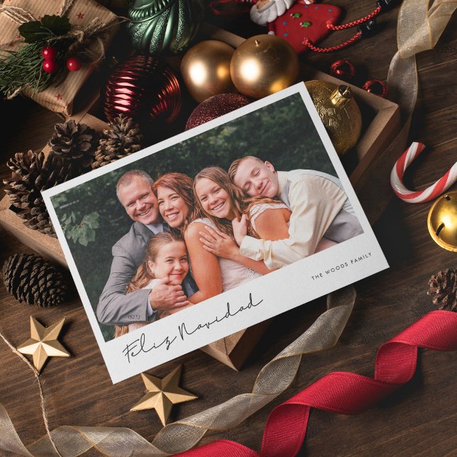 Modern Handwritten Feliz Navidad Photo Holiday Card (Creator Uploaded)