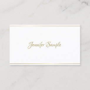 Modern Handwritten Gold Script Elegant Luxe Design Business Card