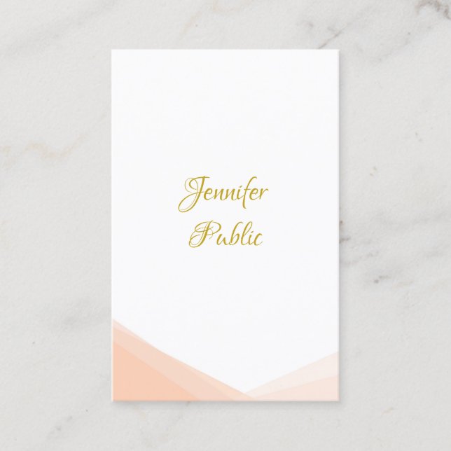 Modern Handwritten Gold Script Trendy Template Business Card (Front)