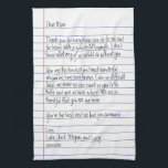 Modern Handwritten Letter on Lined Paper for Mum Tea Towel<br><div class="desc">This unique and modern handwritten notebook letter for mum kitchen towel features a simple white lined paper and space for you to add your own message in cute handwriting. This simple personalised typography design is the perfect keepsake gift for any mother, grandmother, aunt, or other family members, a great way...</div>