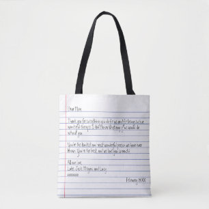 Modern Handwritten Letter on Notebook for Mum Tote Bag