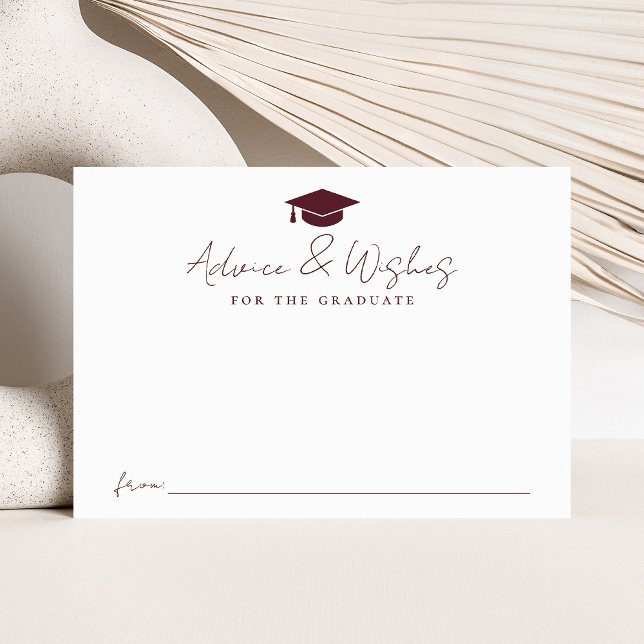 Modern Handwritten Maroon Script Graduation Advice Enclosure Card (Creator Uploaded)