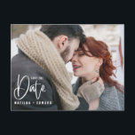 Modern handwritten monochrome photo wedding  invit postcard<br><div class="desc">Modern handwritten monochrome photo wedding minimal save the date wedding invitation. Background and text colour can be changed to suit your style. space for photograph on the back.</div>