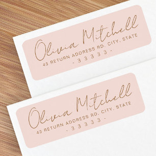 Modern handwritten name blush pink return address