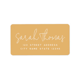 Modern handwritten name mustard return address label