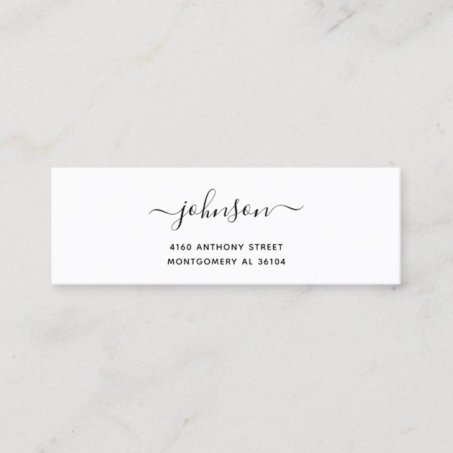 Modern Handwritten Name & Return Address 08b. Mini Business Card (Front)