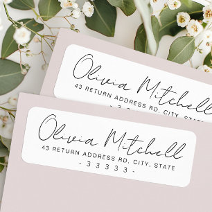 Modern handwritten name white return address