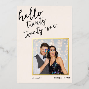 Modern Handwritten New Year Photo Wedding Gold