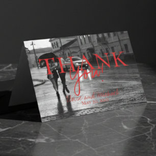 Modern Handwritten Overlay Photo Wedding Thank You Card