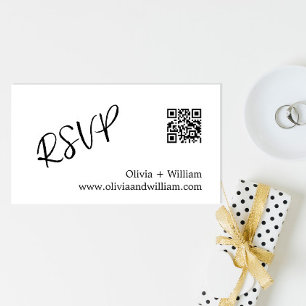 Modern Handwritten QR Code Wedding RSVP Enclosure Card