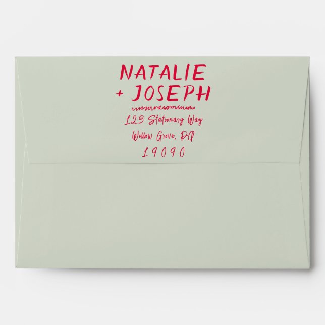 Modern Handwritten Retro Bright Funky Wedding Envelope (Back (Top Flap))
