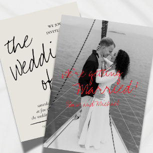 Modern Handwritten  Romantic Photo Wedding Invitation