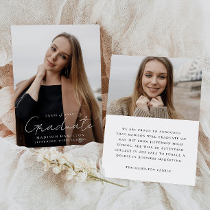 Modern Handwritten Script 2 Photo Graduation Announcement