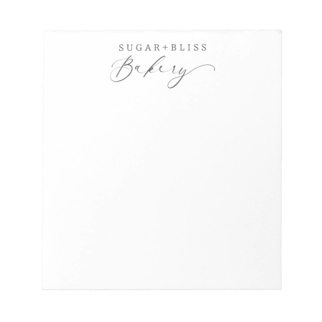 Modern Handwritten Script Bakery Business Notepad (Front)