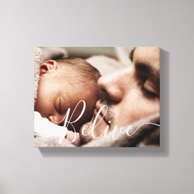 Modern handwritten script Believe Canvas Print (Front)