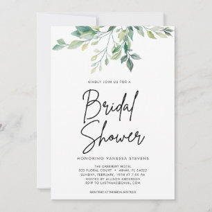Modern Handwritten Script Black Bridal Shower Invitation