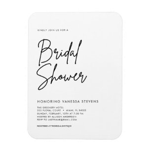 Modern Handwritten Script Black Bridal Shower Magnet