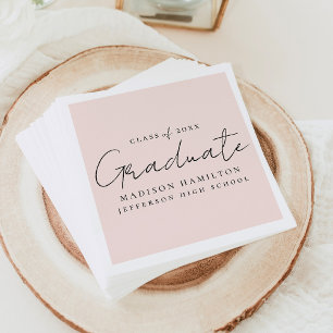 Modern Handwritten Script Blush Graduation Napkin