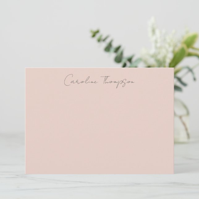 Modern Handwritten Script Blush Personalised Name Card (Standing Front)