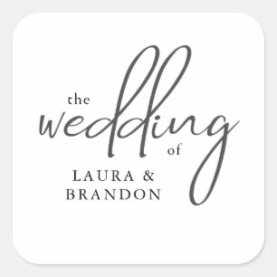 Modern Handwritten Script Custom Wedding Square Sticker