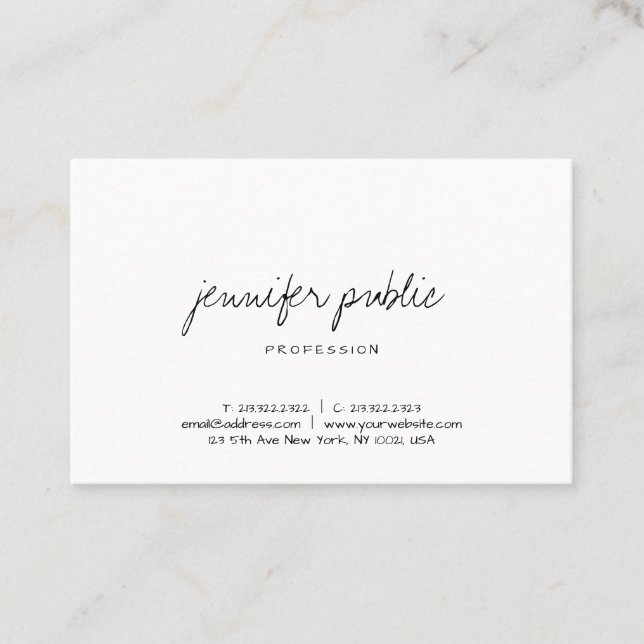 Modern Handwritten Script Elegant Minimalist Business Card (Front)
