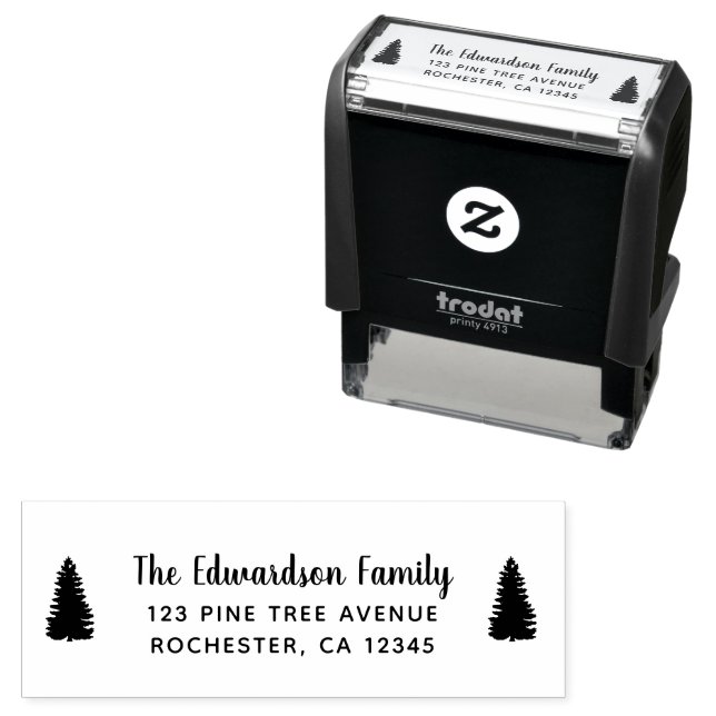 Modern handwritten script family name self-inking stamp (In Situ)