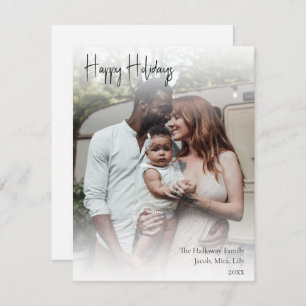 Modern Handwritten Script Full Photo Holiday Card