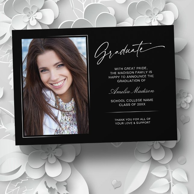 Modern Handwritten Script Graduate 2 Photo Announcement (Creator Uploaded)